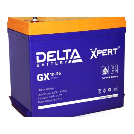 Аккумулятор герметичный свинцово-кислотный Delta Delta GX 12-55