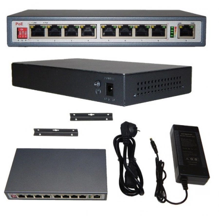 Сетевой РоЕ коммутатор 8-портовый Gigabit Ethernet с PoE ComOnyx CO-SWP9C